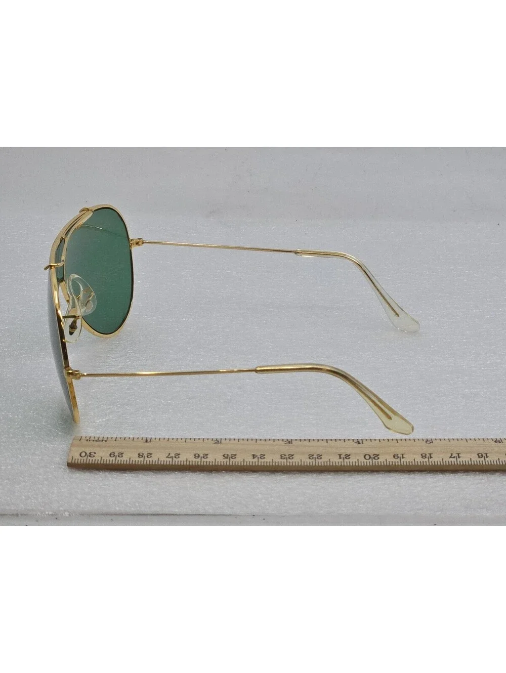 1980s Bausch & Lomb Ray-Ban Wings Sunglasses Gold Frame Green G15 Shield Lens